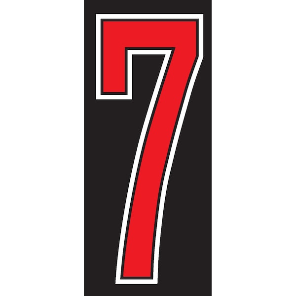 Ez Line 7 1/2" Red, Black & White Adhesive Windshield Numbers: 7 Pk12 103-EZ-7 - main